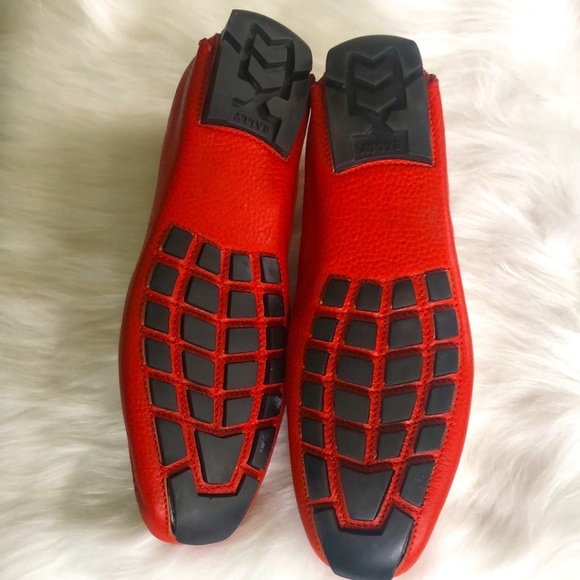 Bally Men\'s Orange & White Leather Slip-on Loafers Sz 9d main image 10